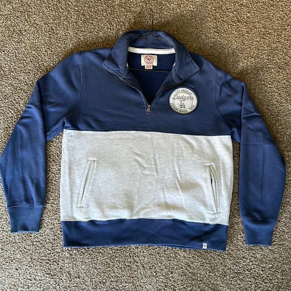 Dodgers Throwback Quarter Zip Sweater